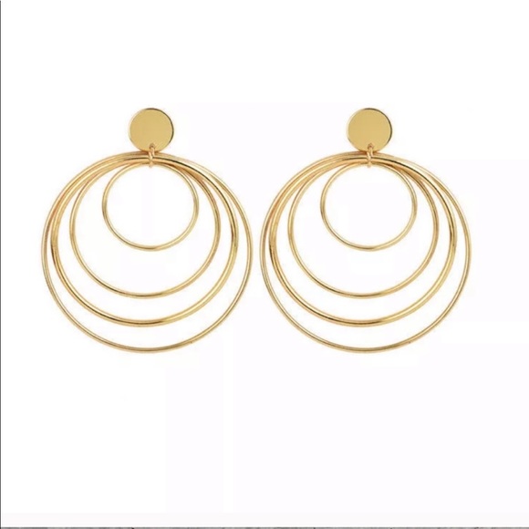 Anthropologie oversized Gold hoop earrings posts - Picture 2 of 4